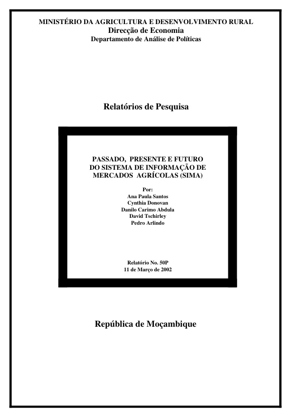 Passado, presente e futuro do sistema de informacao de mercados agricolas (SIMA)