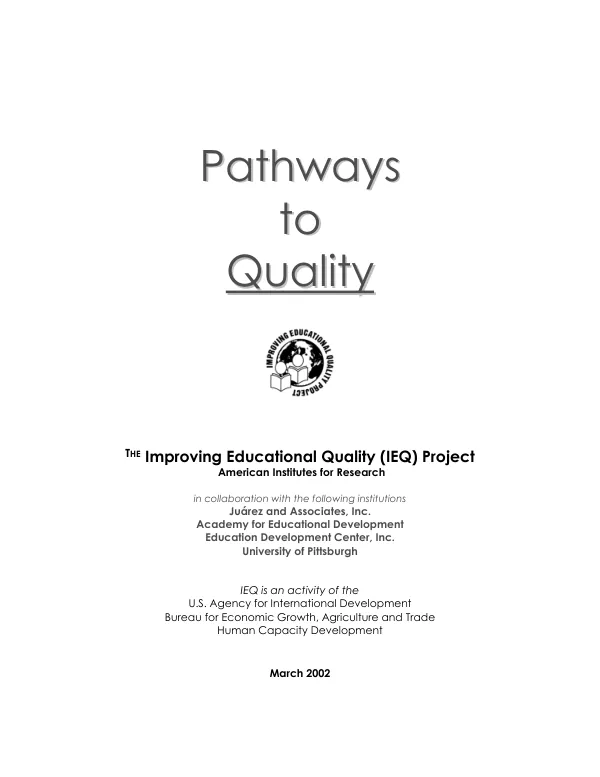 Pathways to quality