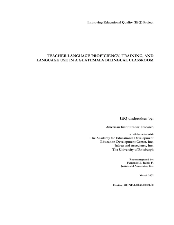 Teacher language proficiency, training, and language use in a Guatemala bilingual classroom