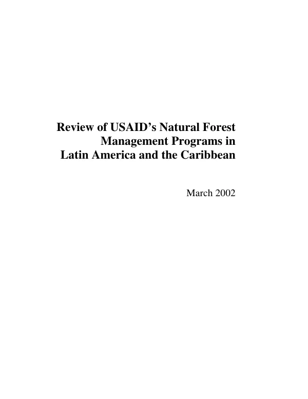 Review of USAID"s natural forest management programs in Latin America and the Caribbean