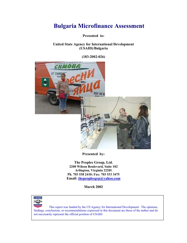 Bulgaria microfinance assessment