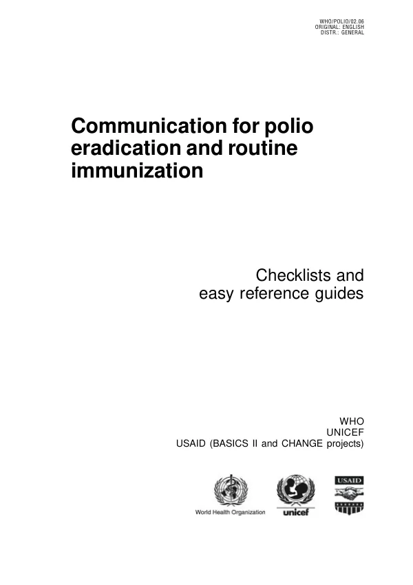 Communication for polio eradication and routine immunization : checklists and easy reference guides