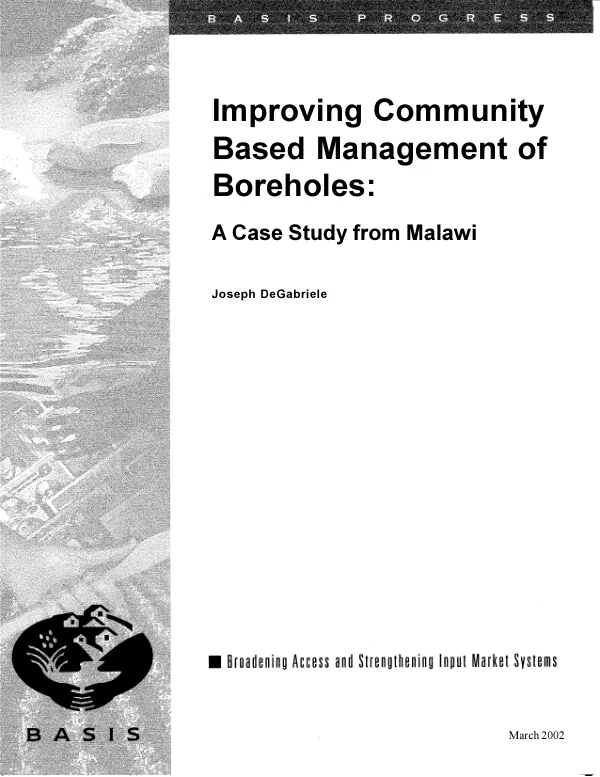 Improving community based management of boreholes : a case study from Malawi