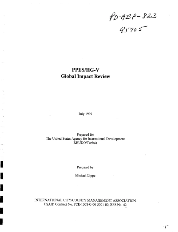 PPES/HG-V [private participation in environmental services] : global impact review