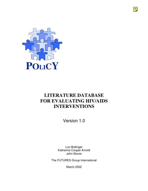 Literature database for evaluating HIV/AIDS interventions : version 1.0