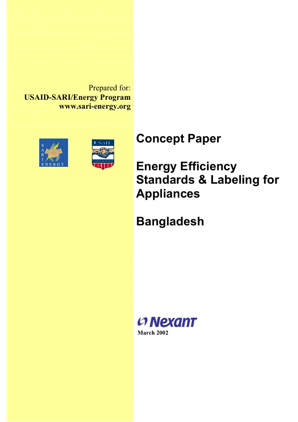 Concept paper : energy efficiency standards & labeling for appliances -- Bangladesh