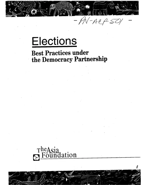 Elections : best practices under the democracy partnership