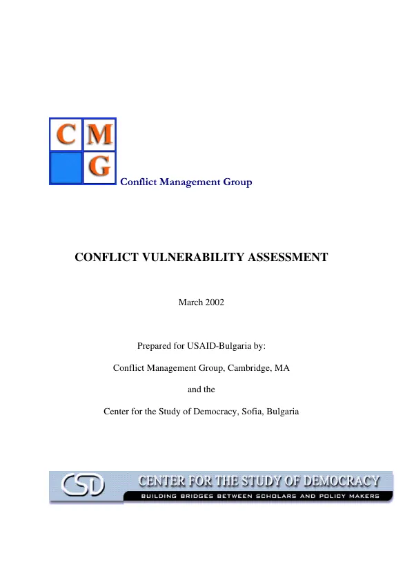 [Bulgaria] conflict vulnerability assessment