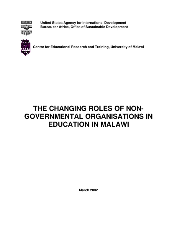 Changing roles of non-governmental organisations in education in Malawi