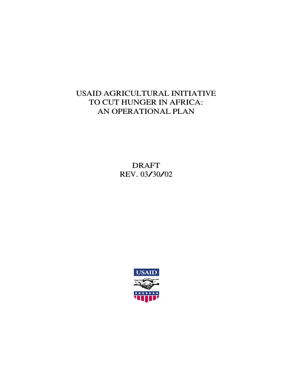 USAID agricultural initiative to cut hunger in Africa : an operational plan