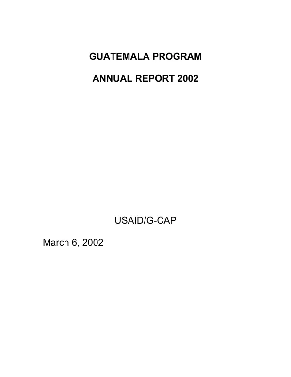 Guatemala program : annual report [AR] [FY] 2002
