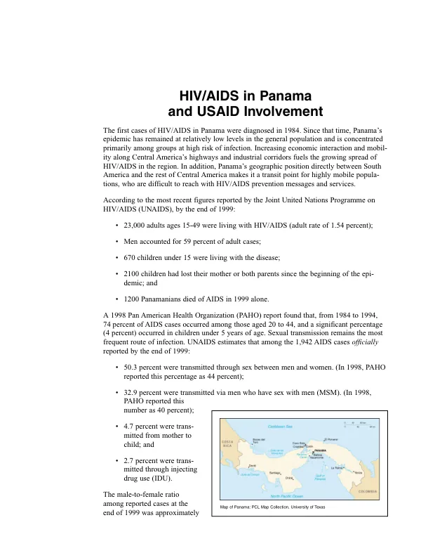 HIV/AIDS in Panama and USAID involvement