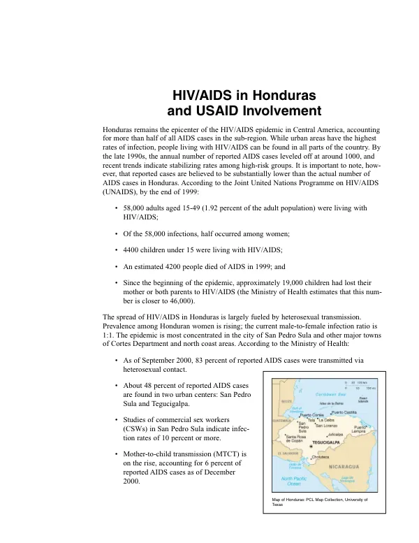 HIV/AIDS in Honduras and USAID involvement