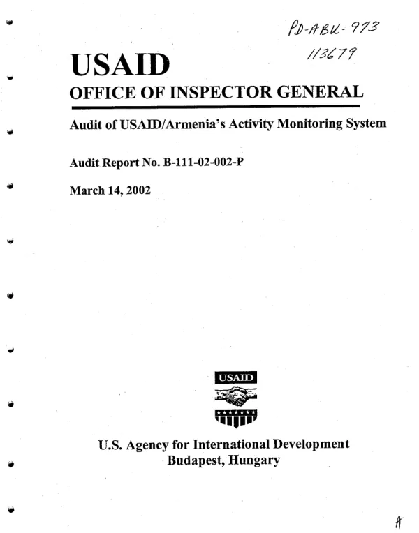 Audit of USAID/Armenia"s activity monitoring system