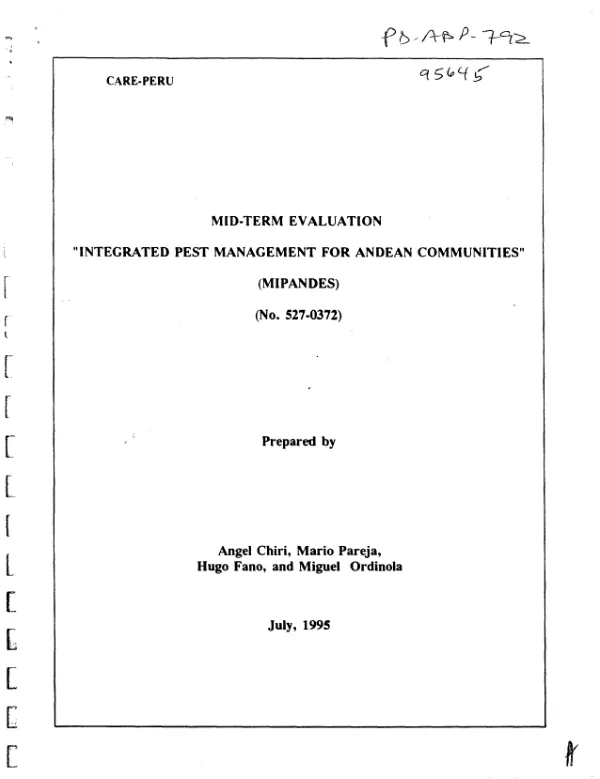 Mid-term evaluation : 'integrated pest management for Andean communities' (MIPANDES)(no. 527-0372)
