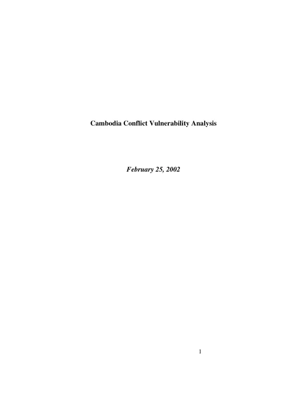 Cambodia conflict vulnerability analysis