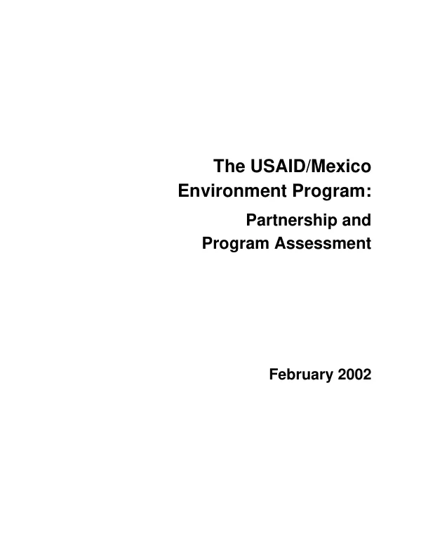 The USAID/Mexico environment program : partnership and program assessment