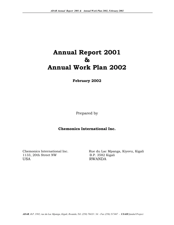 Annual report 2001 & annual work plan 2002