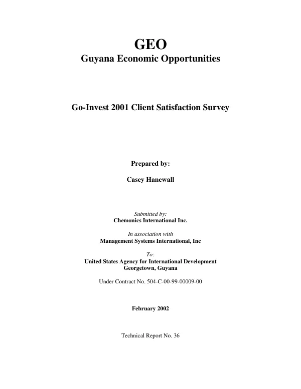 Go-Invest 2001 client satisfaction survey
