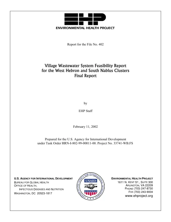 Village wastewater system feasibility report for the West Hebron and South Nablus clusters : final report
