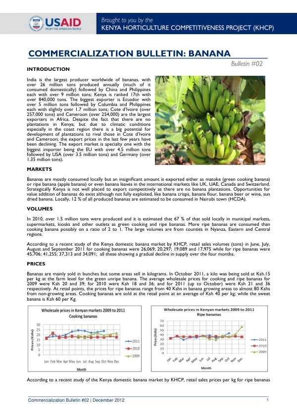 KHCP Commercialization Bulletin #2: Banana