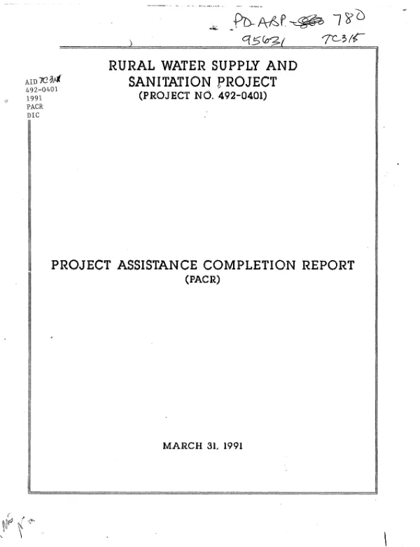 Project assistance completion report : rural water supply and sanitation project (project no. 492-0401)