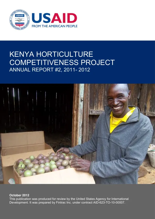 Kenya Horticulture Competitiveness Project Annual Report #2, 2011-2012