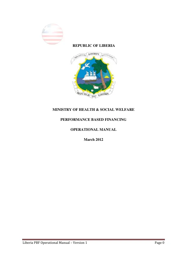 Ministry of Health and Social Welfare Performance Based Financing Operations Manual