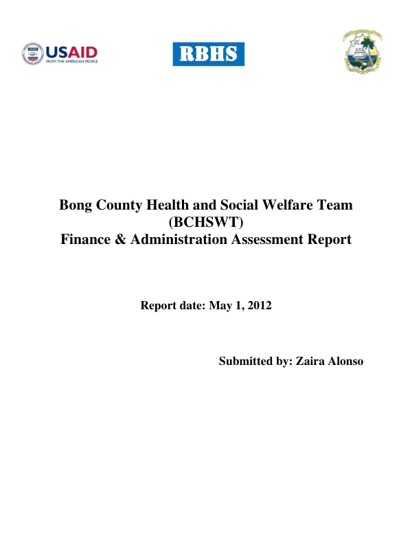 Bong County Health and Social Welfare Team (BCHSWT), Finance & Administration Assessment Report