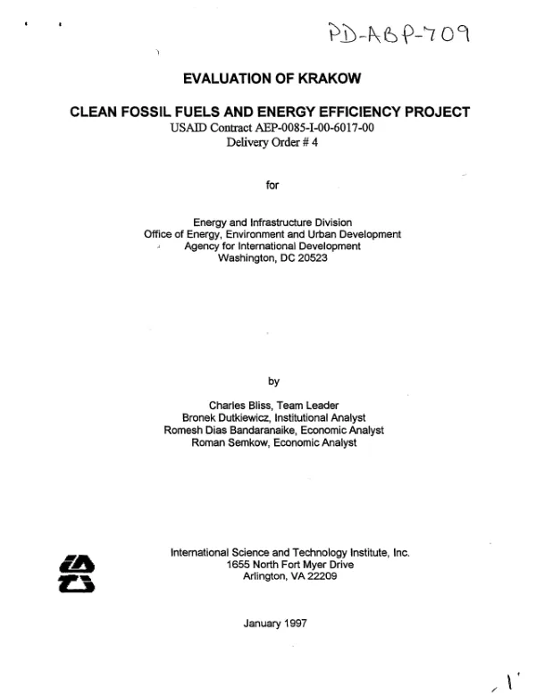 Evaluation of Krakow clean fossil fuels and energy efficiency project