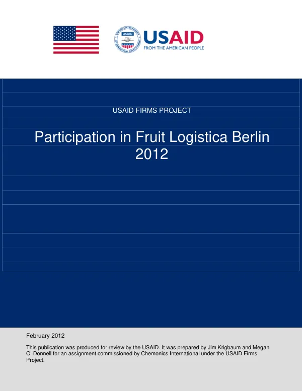 Participation in Fruit Logistica Berlin 2012