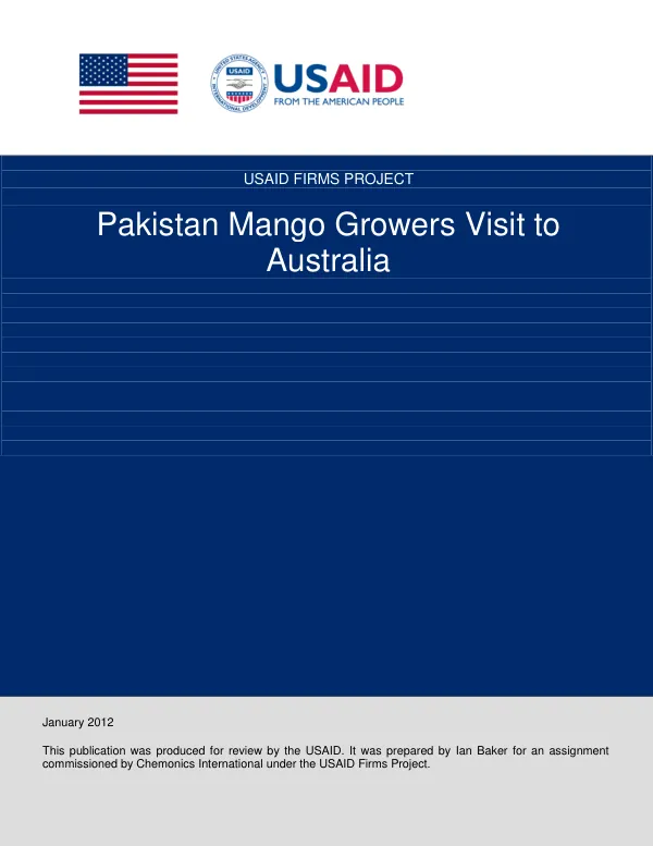 Pakistan Mango Growers Visit to Australia
