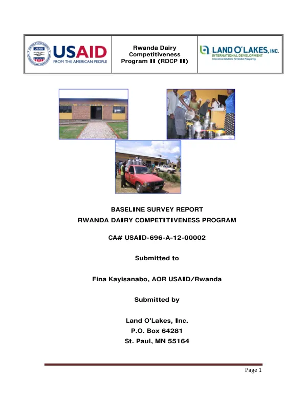 Rwanda Dairy Competitiveness Program II Baseline Report