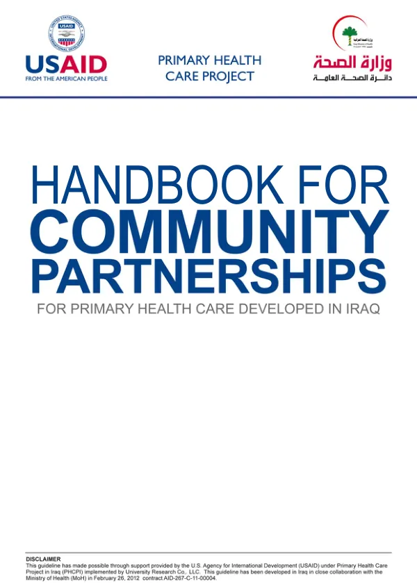 Handbook for Community Partnerships for Primary Health Care Developed in Iraq