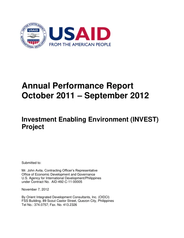 Annual Performance Report October 2011- September 2012