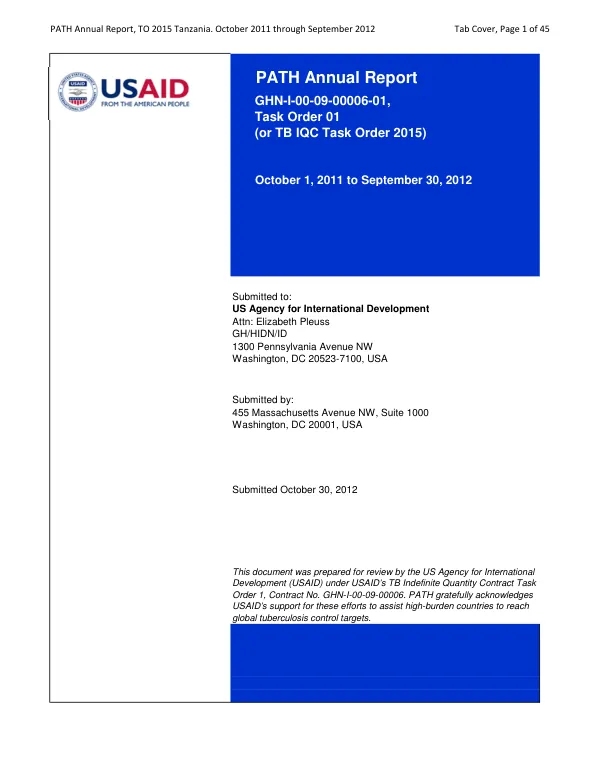 PATH TO2015 Tanzania Annual Report