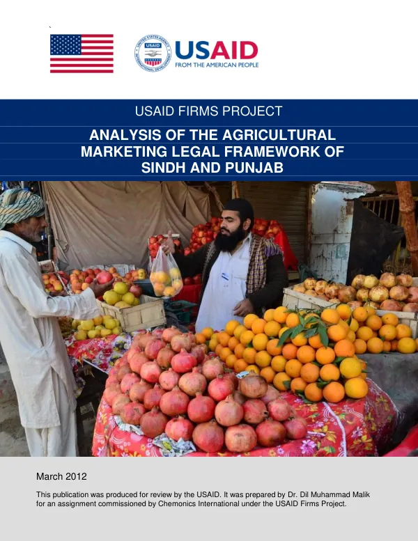 Analysis of the Agricultural Marketing Legal Framework of Sindh and Punjab
