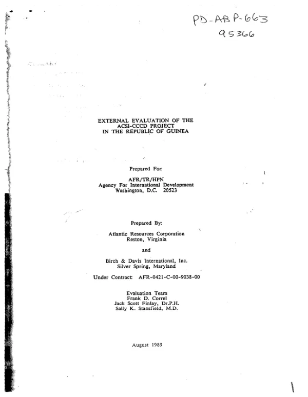 External evaluation of the ACSI-CCCD project in the Republic of Guinea