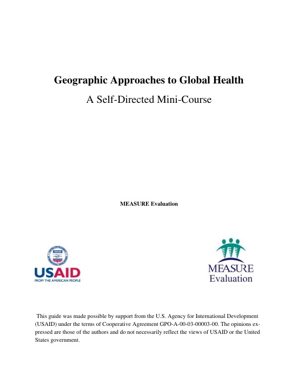 Geographic Approaches to Global Health: A Self-Directed Mini-Course