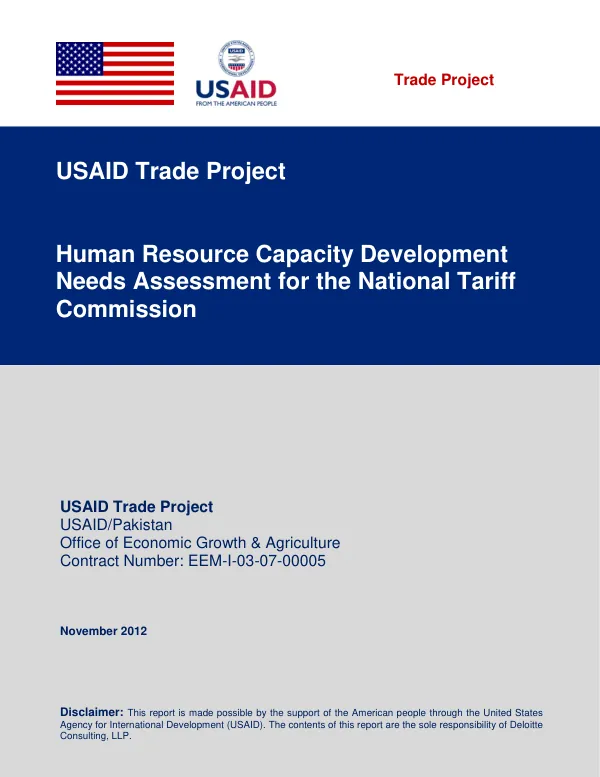 Human Resource Capacity Development Needs Assessment for the National Tariff Commission