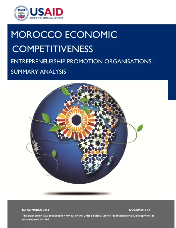 Morocco economic competitiveness: entrepreneurship promotion organisations: summary analysis