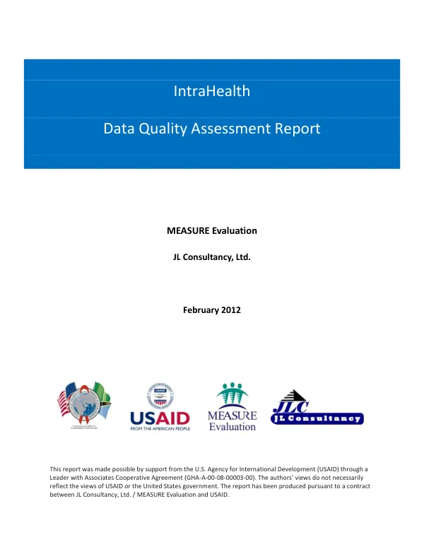 IntraHealth Data Quality Assessment Report- Measure Evaluation