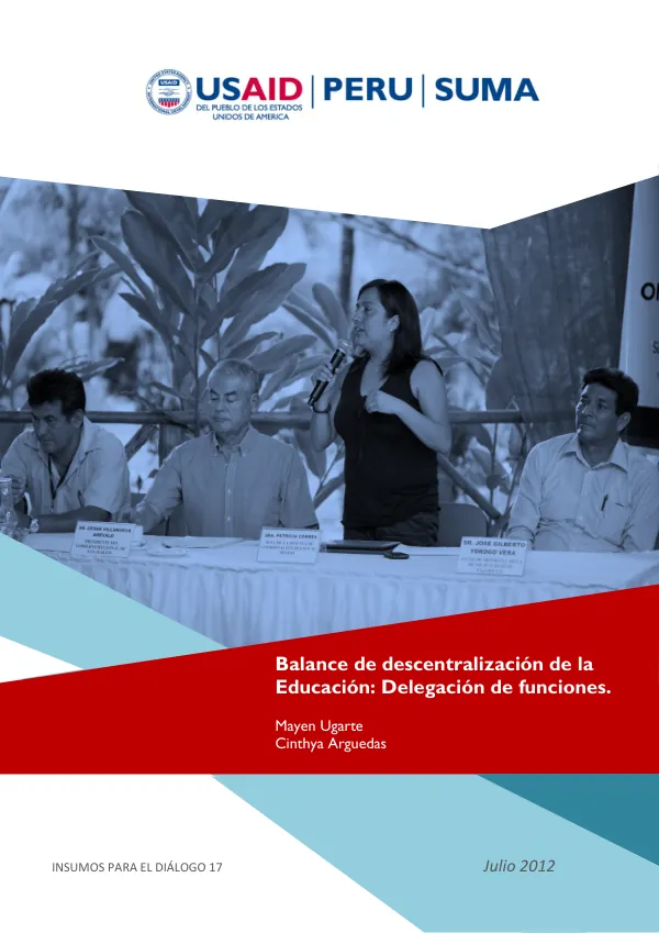 Insumos para el Diálogo: Balance de descentralización de la Educación: Delegación de funciones