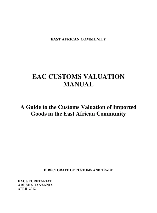 East African Community: Customs Post Clearance Audit Manual