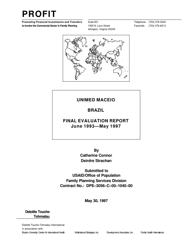 UNIMED Maceio : Brazil -- final evaluation report, June 1993-May 1997