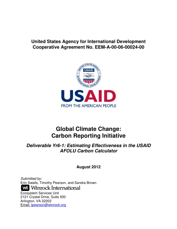 CRI: Estimating Effectiveness in the USAID AFOLU Carbon Calculator