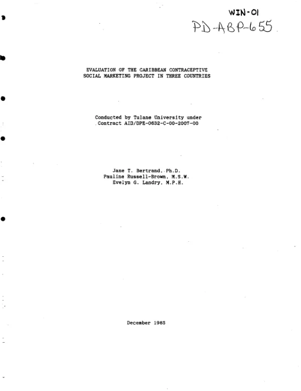 Evaluation of the Caribbean contraceptive social marketing project in three countries