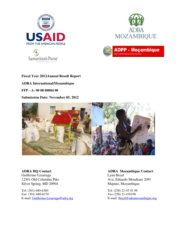 FY 12 ARR ADRA Mozambique FFP A 00 08 00084 00