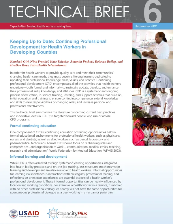 Keeping Up to Date: Continuing Professional Development for Health Workers in Developing Countries