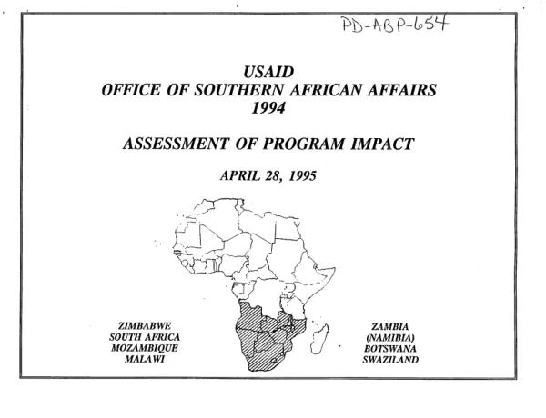 USAID Office of Southern African Affairs -- 1994 : assessment of program impact
